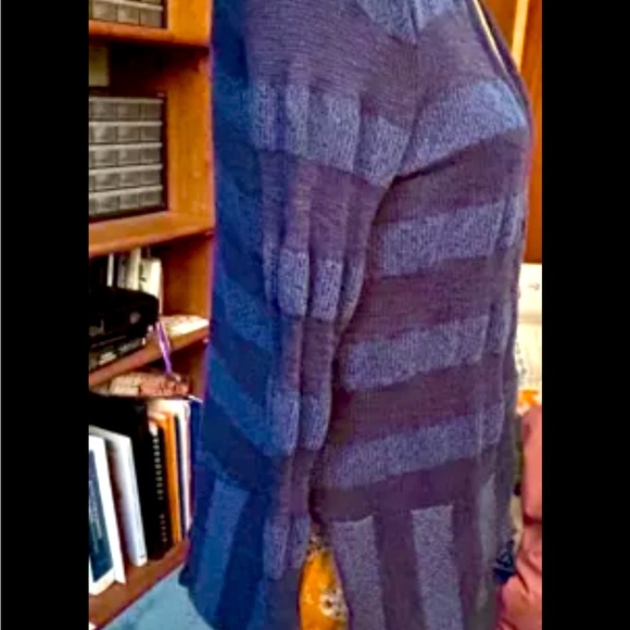 SPLENDID Open Knit PEPLUM Navy & Sea Blue Trapeze Cardigan Sweater, Medium - Picture 4 of 8